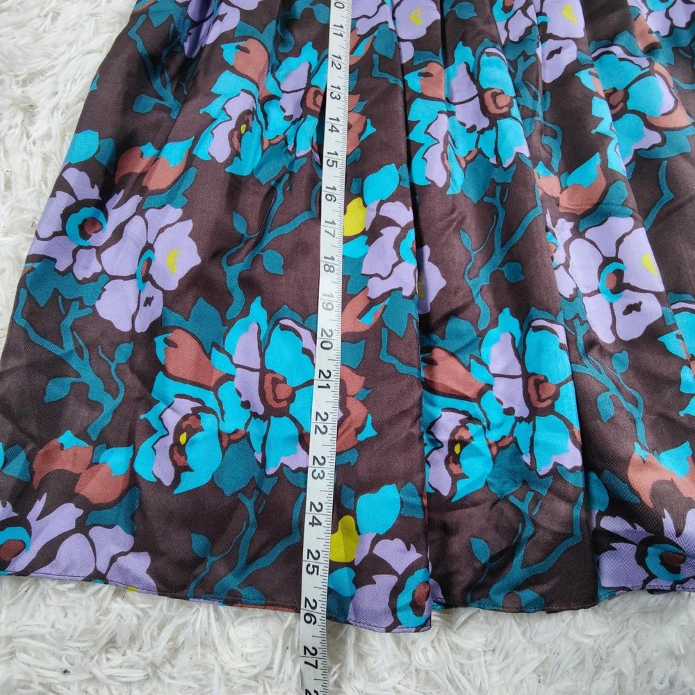 VTG Saks Fifth Avenue 100% Silk Pleated Floral Midi Skirt USA Fairy Whimsy 2